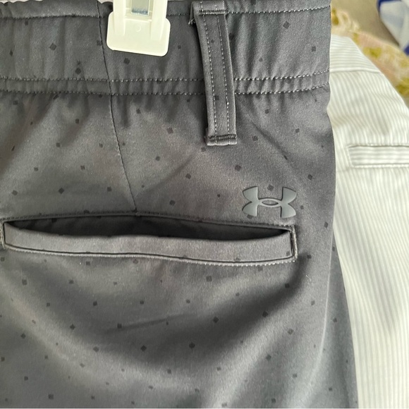Under Armour Shorts Men's 38 Black Gray Polka Dot Flat Front Stretch Summer - Picture 7 of 10